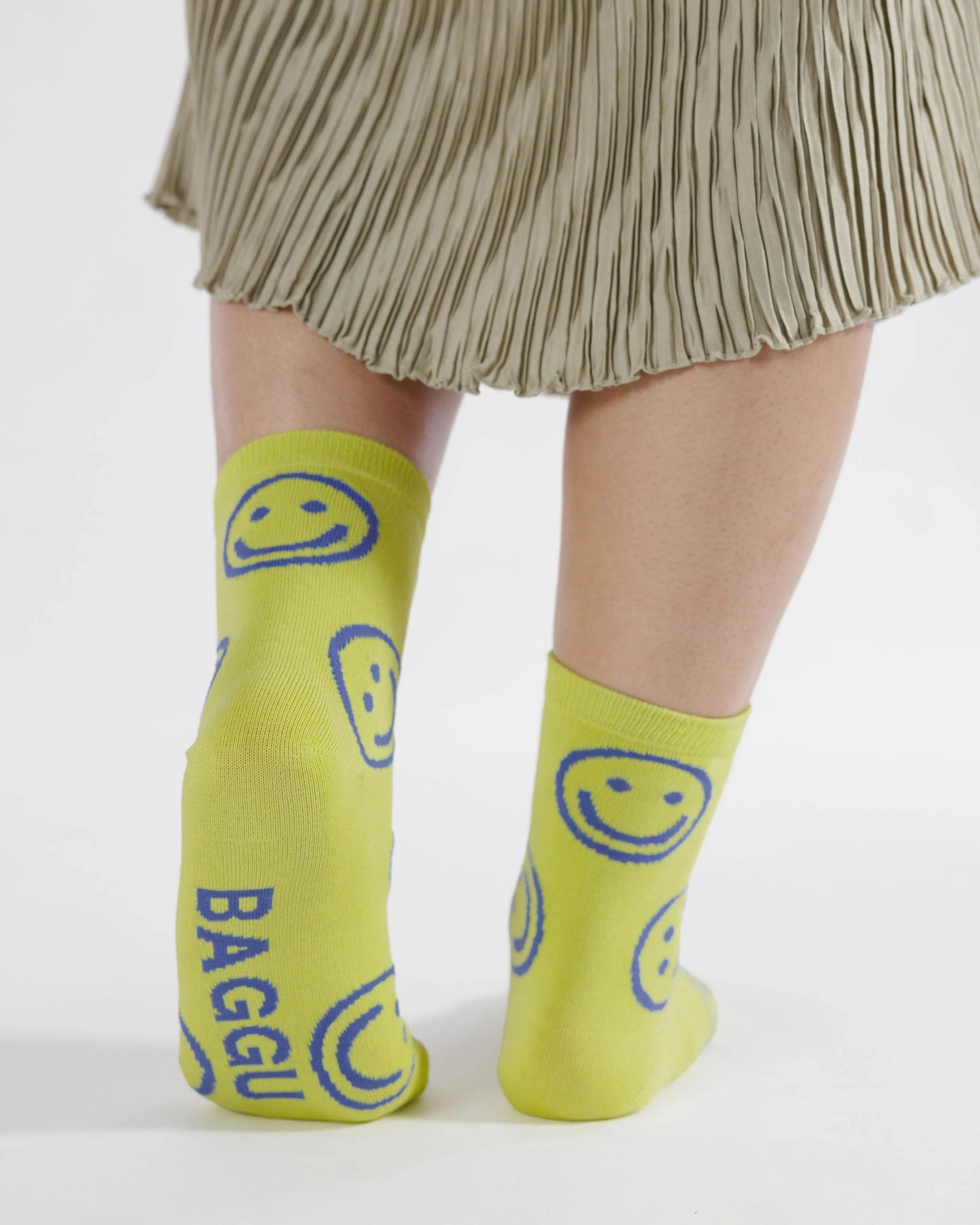 BAGGU Crew Sock Citron Happy | Rally Rally Singapore