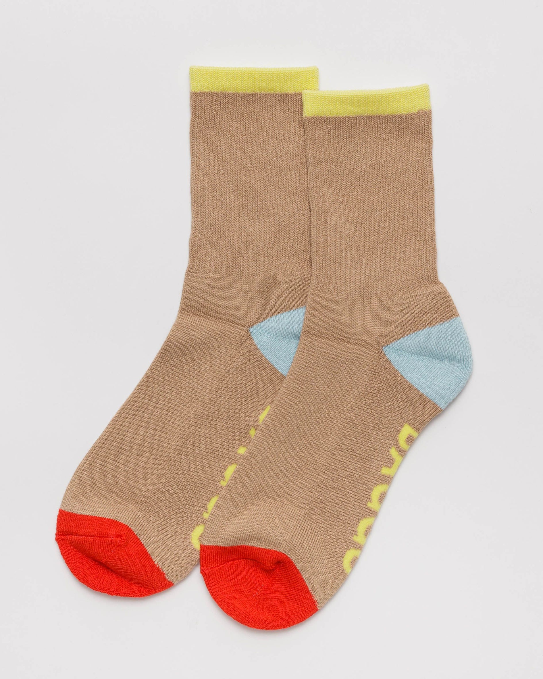 BAGGU Ribbed Sock - Beige Mix | Rally Rally Singapore