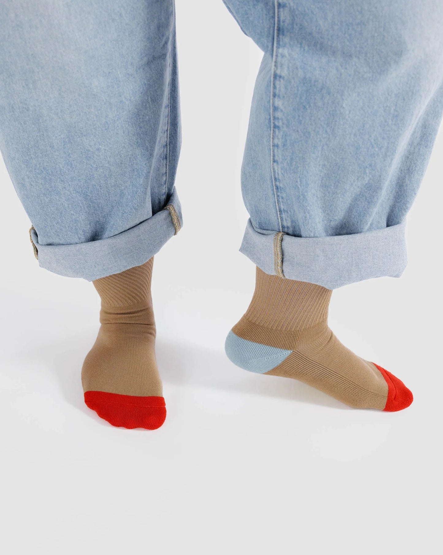 BAGGU Ribbed Sock Beige Mix | Rally Rally Singapore