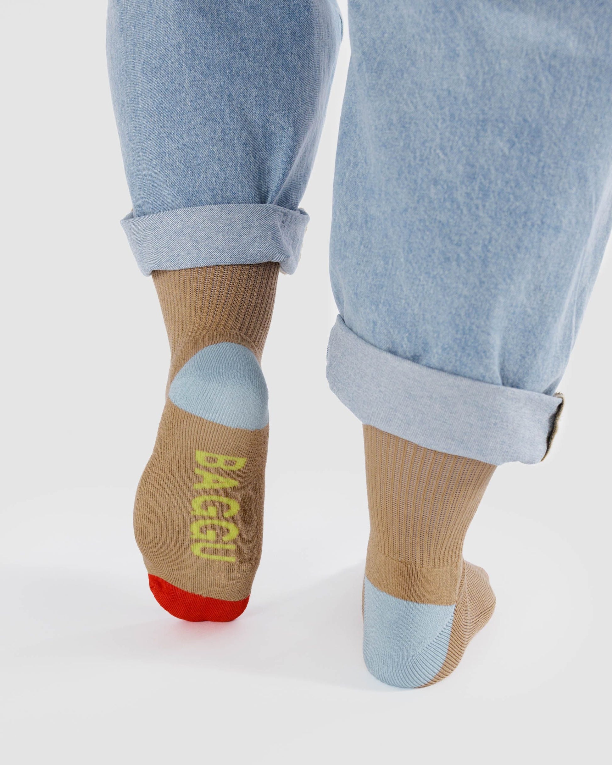 BAGGU Ribbed Sock Beige Mix | Rally Rally Singapore