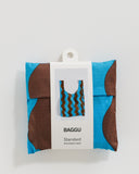 Standard BAGGU - Teal and Brown Wavy Stripe